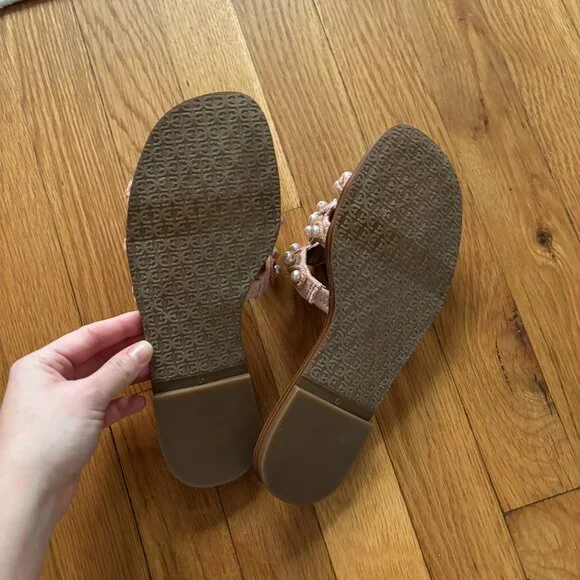 Sam Edelman Pink Pearl Embellished Slide Sandals - Never Worn - Picture 3 of 7